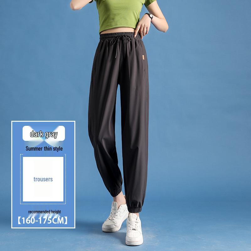 Women's Plus Size Ice Silk High Waist Quick-Dry Sports Pants - Summer Loose Fit, Mosquito-Proof