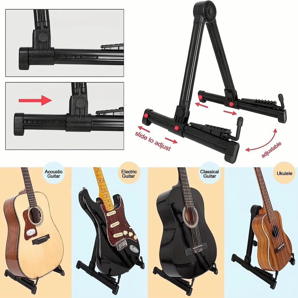 Guitar Stand Folding A Frame Floor Universal ABS for Acoustic Classical Electric Bass Guitars Banjo Ukulele Portable