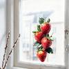 Strawberry Window Cling Watercolor Fruits Static Glass Decals Reusable Waterproof Sticker for Bathroom Kitchen Home Glass Window