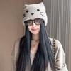 Korean cat ears cute knitted hat women's autumn and winter cold and warm ear protection wool hat sweet versatile bald hat