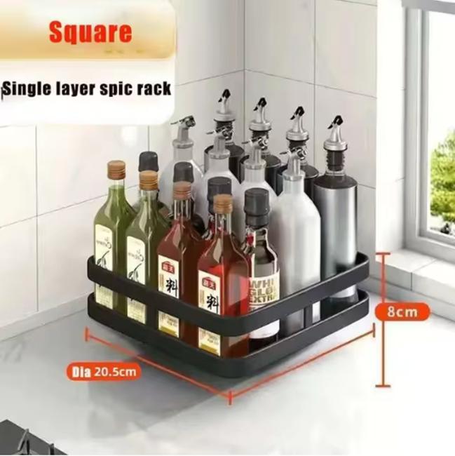360°Rotating Kitchen Spice Rack Round Storage Container Non-Skid 2 Tier Turntable Organizer Storage Tray Cosmetics Organizer