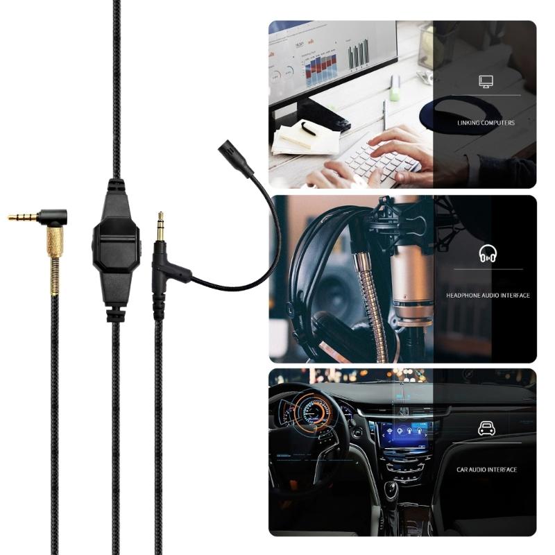 Nylon Gaming Headset Cable 3.5mm To 3.5mm Noise Cancelling For Boom Microphone Gaming Headphone Accessories