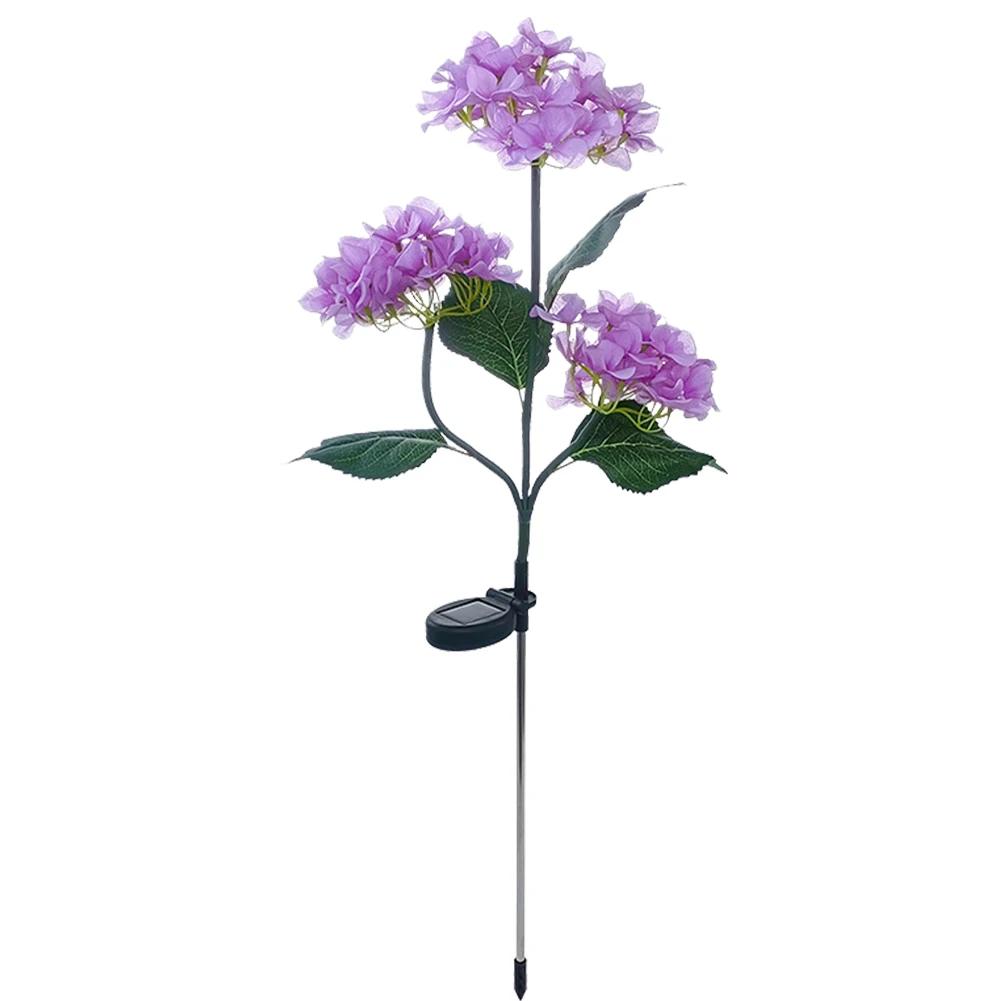 

3 головки гортензии роза цветок солнечный светодиодный светильник уличный водонепроницаемый садовый светильник имитация цветка лампа ландшафтный светильник украшение патио