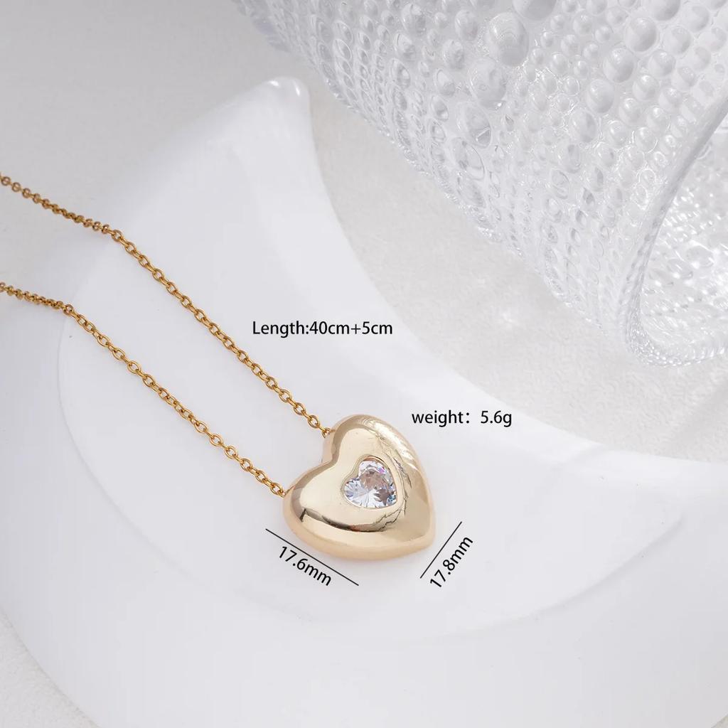 Simple Zircon Heart Star Water Drop Pendant Necklaces for Women Girls Fashion Accessories Stainless Steel Chain Jewelry Gifts