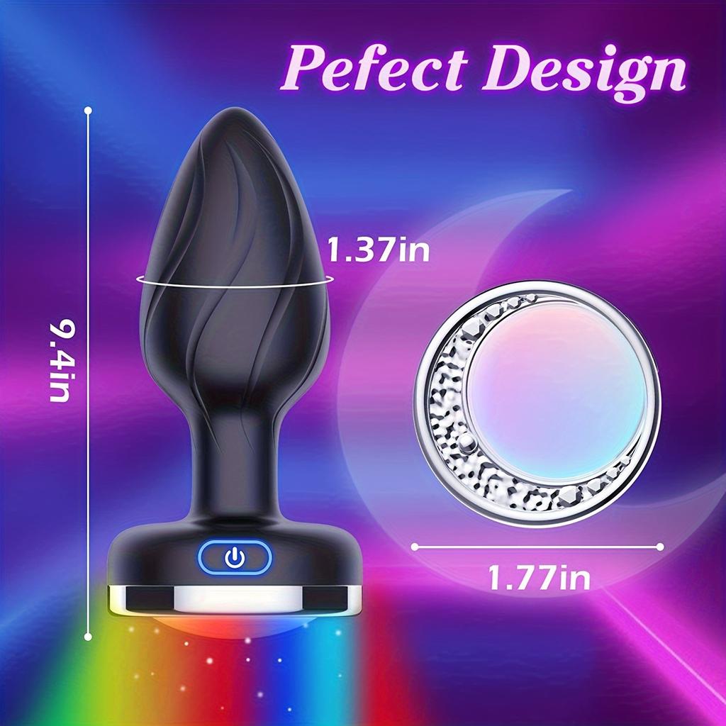 Soft Anal Vibrator Butt Plug with Colourful Light Base Male Prostate Massager Vagina Stimulator Adults Sex Toys Men Mastubation