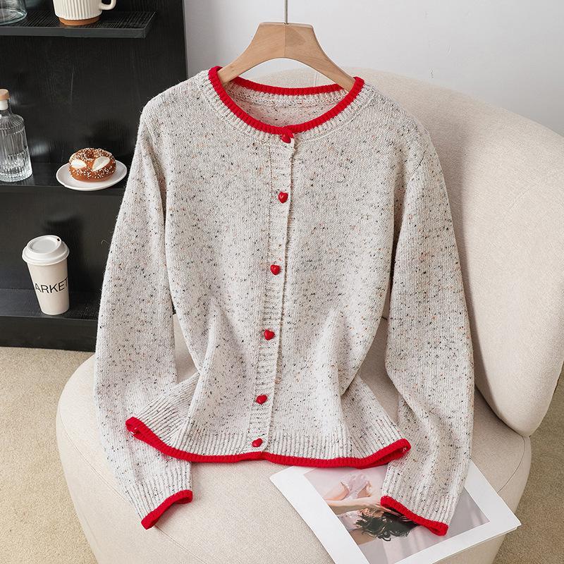 Tendance TikTok: Gilet en maille bloc de couleur rétro 2026 - Veste à manches longues pour femme pour l'automne/l'hiver en Europe et en Amérique