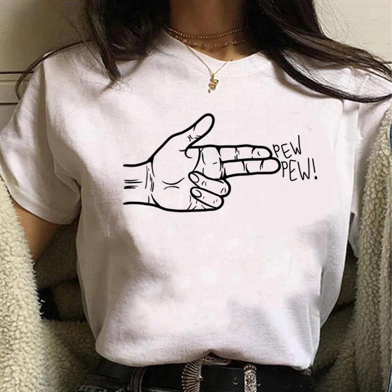 Pew Pew Madafakas T Shirt Women Kawaii Summer Tops Cartoon Tshirt Funny Black Cat Graphic Tees Unisex Harajuku Streetwear Female