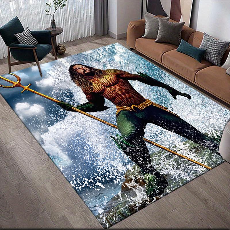 Neptune Trident Anti-Slip Rug, Rectangular Carpet for Sofa Zone & Game Room Decor