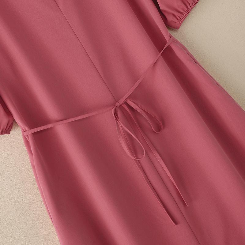 VONDA Abito Maxi Lungo Casual Elegante Estivo da Donna con Scollo Quadrato, Maniche a Sbuffo e Fiocco