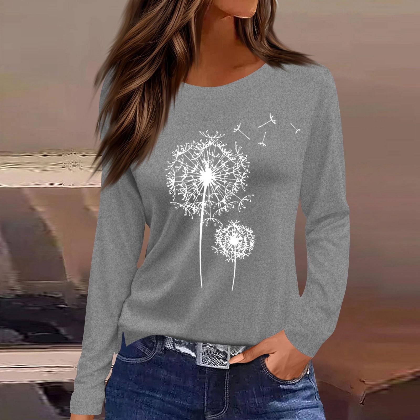 

Женская модная повседневная блузка с длинным рукавом и круглым вырезом, пуловер с принтом L