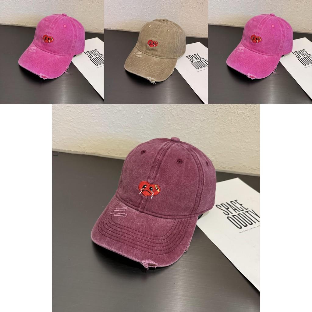 Crying Heart Shaped Baseball Cap With Curved Brim And Wash Cotton Material For Summer Activities