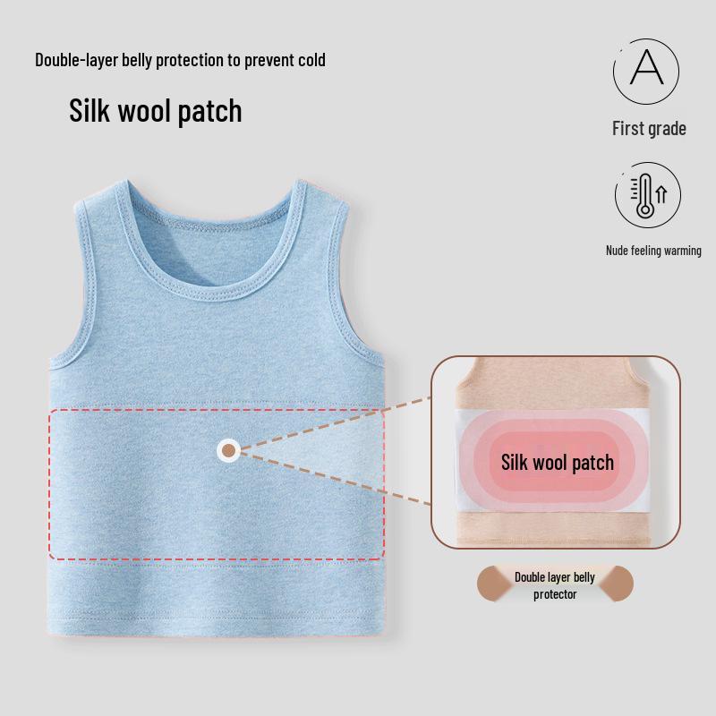 Baby Belly-Protecting Warm Vest for Boys and Girls - Cotton Shu Velvet, Ideal for Spring, Autumn, and Winter, Base Layer for Infants.