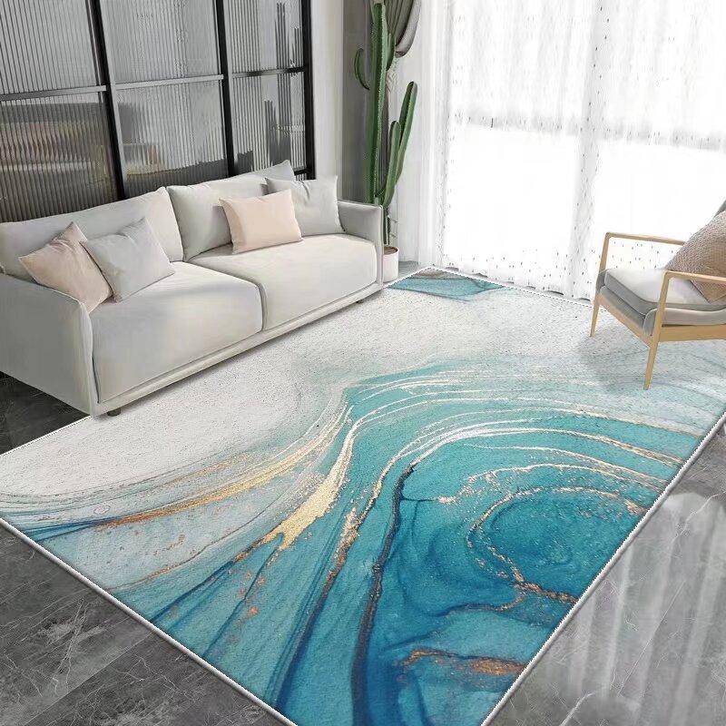 Modern CARPET FOR LIVE ROOM Non-slip Home Decoration Luxury Light Luxury Golden Blue Area Rug Washable Parlor Mat Bedside Room