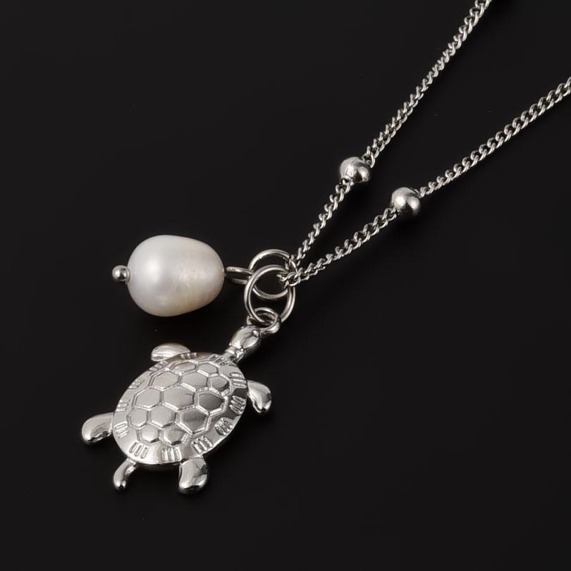 Fashion Sea Necklace Stainless Steel Shell Tortoise Seahorse Pendant Necklaces For Women Men Adjustable Bead Chain On The Neck