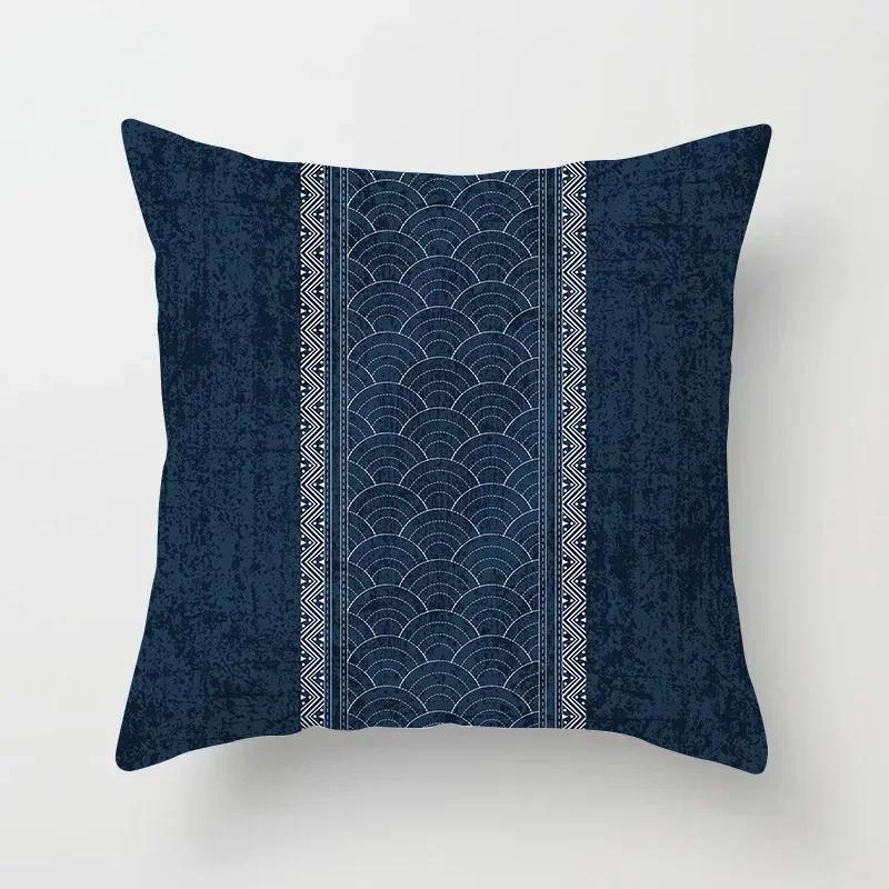 Blau Weiß Porzellan Druck Kissenbezug Böhmischer Stil Mandala Geometrie Kissenbezug Modern Mode Sofa Stühle Dekokissen