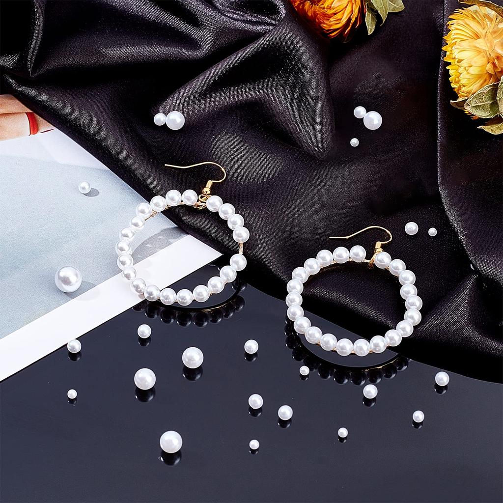 PH PandaHall Approximately 1535 Pearl Beads Glass Pearl No Hole Small Satin Glossy Glass Pearl Milk Beads Round Round Balls Handmade DIY White