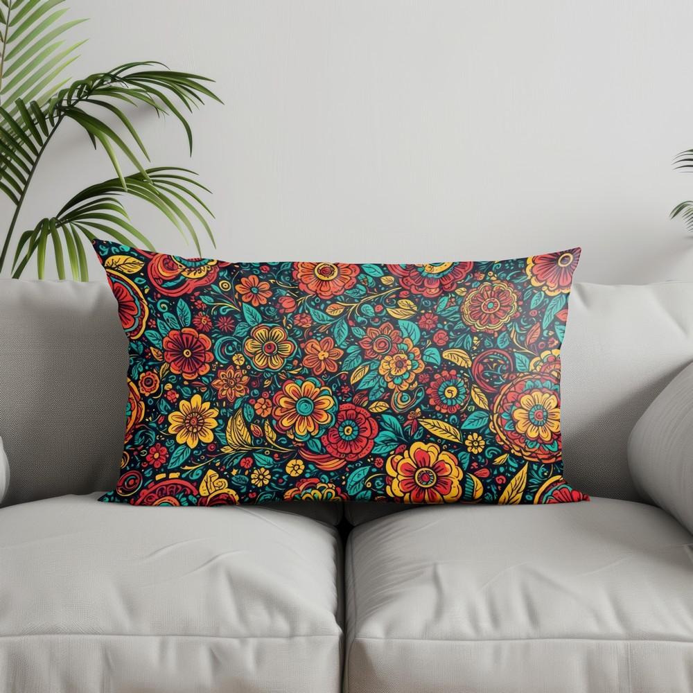 Home Decor Colorful Ethnic Pattern Pillowcase Suitable For Sofa Bedroom Car Pillow Cover Cushion Rectangular Back Cushion