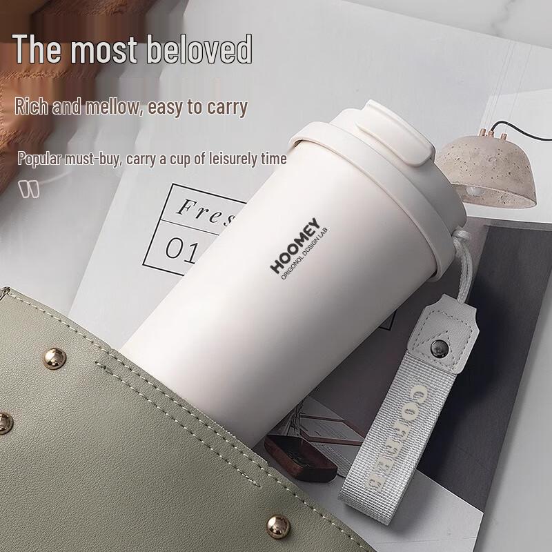 HOOMEY 2025 Ceramic Lined Insulated Travel Mug with Straw