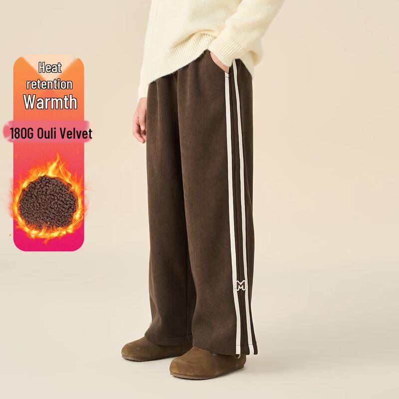 Girls  Winter Warm Corduroy Straight-Leg Casual Pants 140