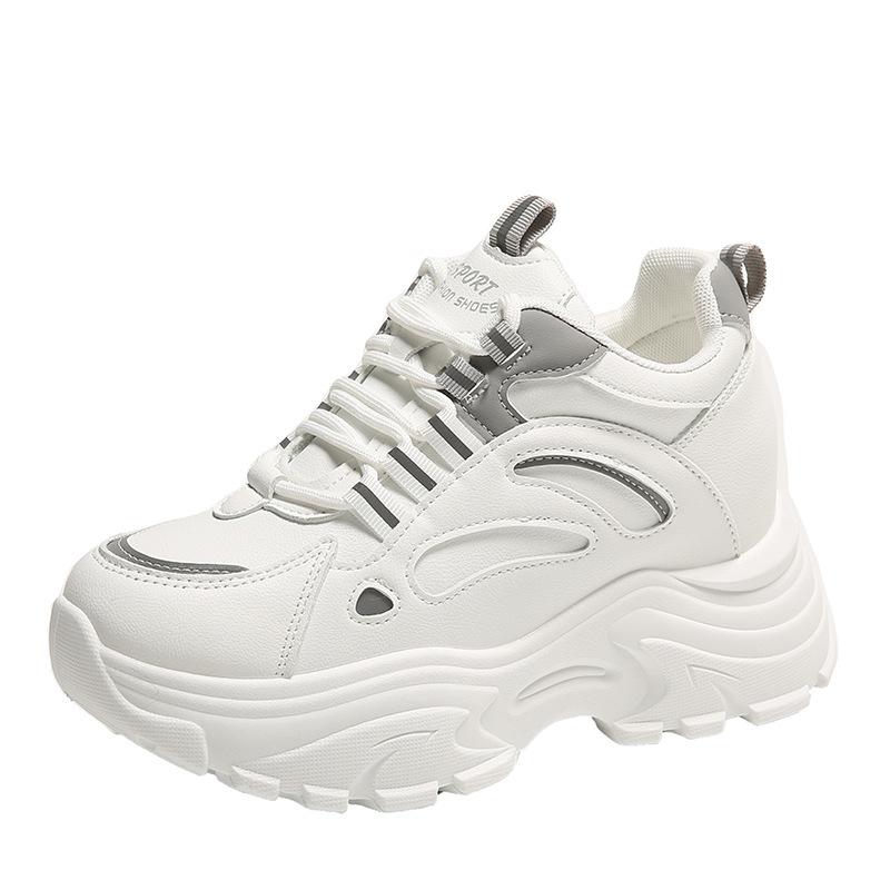 

Dad shoes 22 spring and autumn new thin small people heightened thick-soled wedge casual sports shoes 35 серебряный