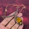 Tiger's Eye Gemstone Necklace Copper Wire Wrapped Adjustable Chain Necklace