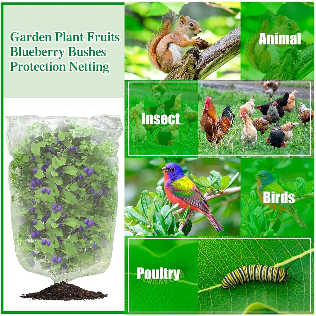 Insekten Vogel Schutznetz,Gartennetz Barriere,Vogelschutznetz,Netz für Pflanzen mit Kordelzug,3,5 x 4,6 FT Tomatenschutzabdeckung,Große Topf-Obst