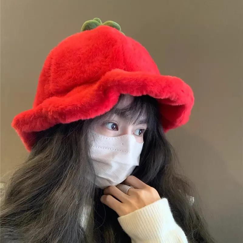 WTEMPO Creative Casual Versatile Plush Hats Retro Elegant Warm Thickened Soft Hats Women's Autumn Winter Solid Color Windproof Cold-proof Hats