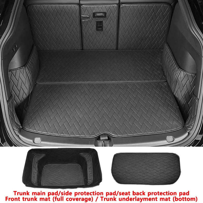 Leather Trunk Mats Fully Surrounded Waterproof Non-Slip Liner Custom Floor Mat for Tesla Model Y 2017 To 2025 Car Accessories