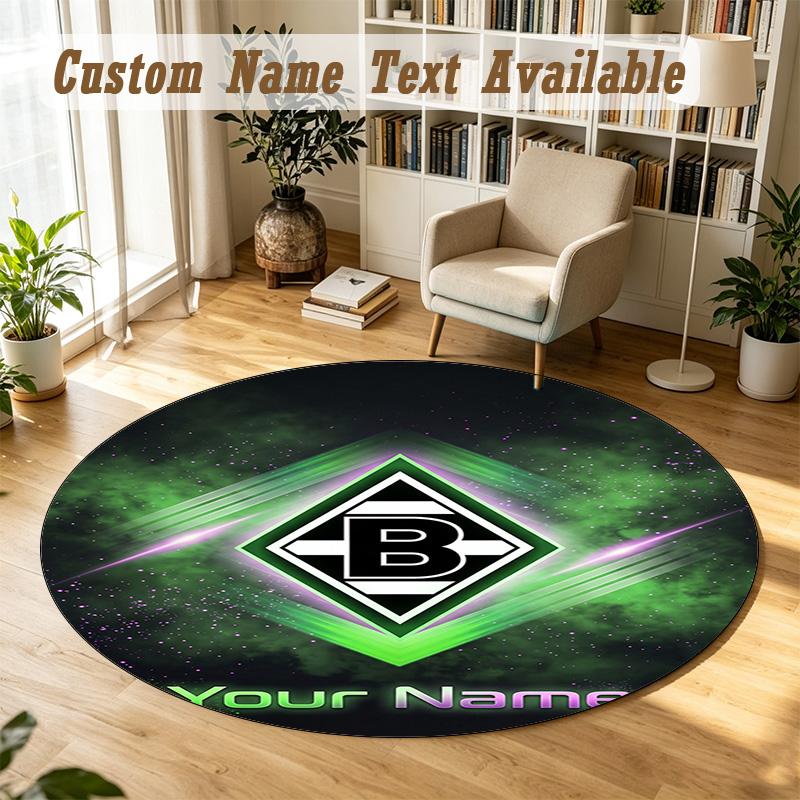Round Rug Custom NameBorussia Mönchengladbach Pattern Non Slip Carpet Home Floor Decor