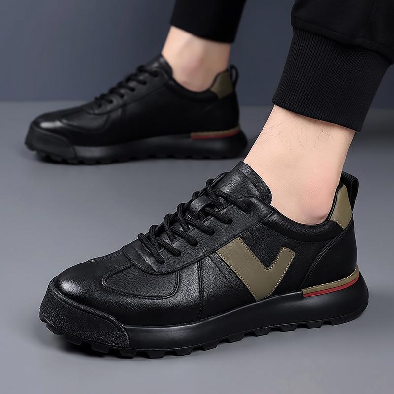 Men's shoes first-layer cowhide casual leather shoes thick-soled fashionable, lightweight, breathable sports Forrest Gump shoes low-top