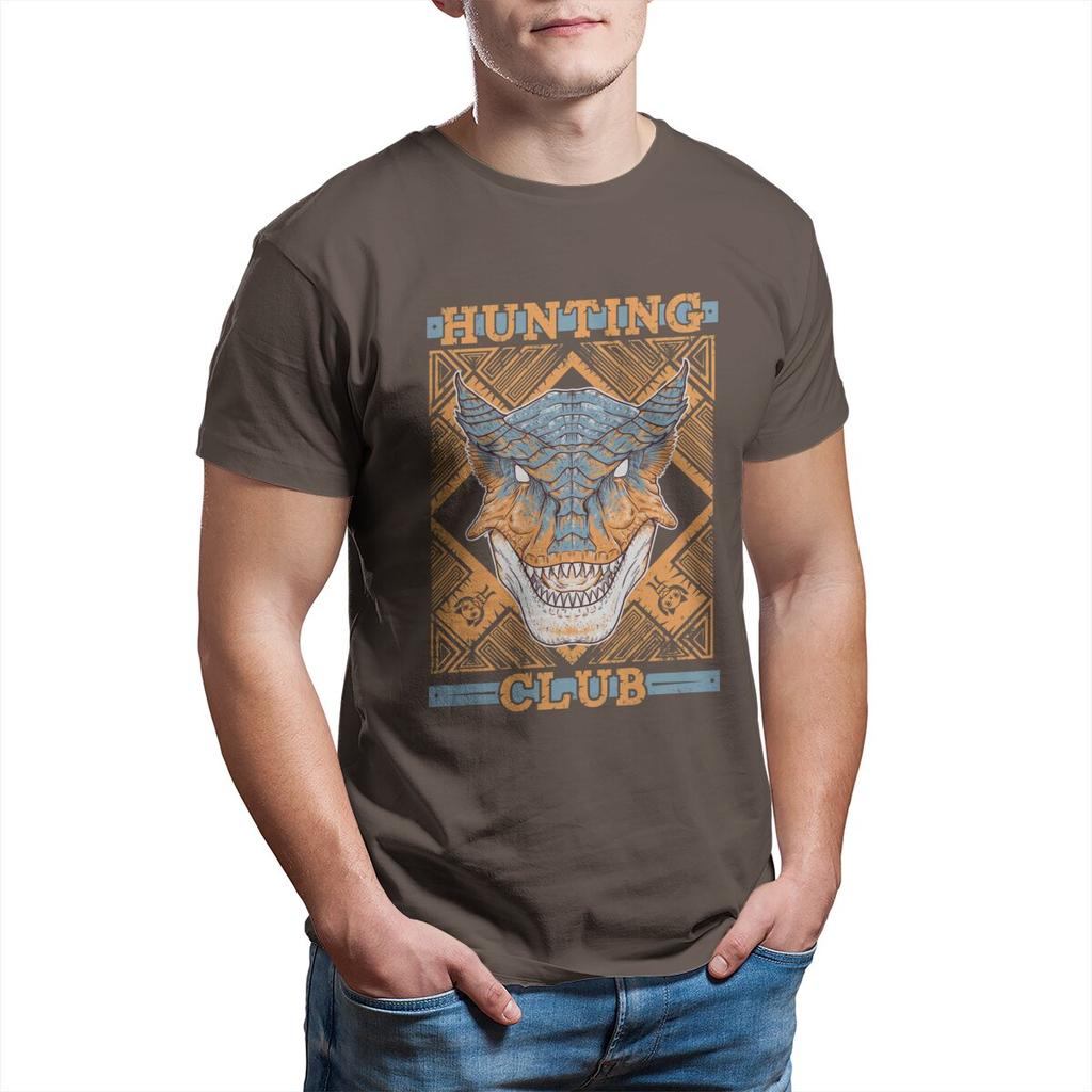 Monster Hunter World  Hunting Club Tigrex Unisex T-Shirt for Men 100% Cotton Novelty T-Shirt  RPG Game Tees  Tops Printed