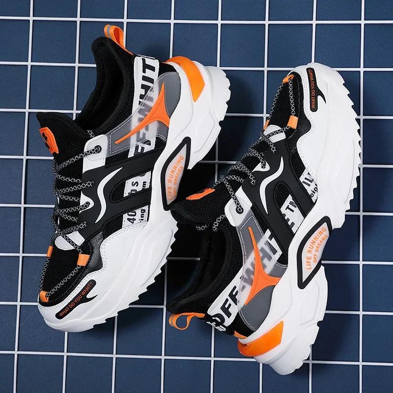 Men's Sneakers Autumn 2024 New Breathable Non Slip Lace Up Casual Round Thick Sole Comfort Running Shoes Zapatillas De Hombre