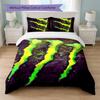 Set Copripiumino Monster Energy Stampa 3 Pezzi 1 Copripiumino e 2 Federe Biancheria da Letto Morbida per Camera da Letto Domestica