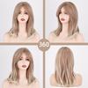 Ombre brązowe blond peruki z grzywką warstwowe dla kobiet włosy syntetyczne naturalne warstwowe z grzywką boczną odporne na ciepło średnie Le