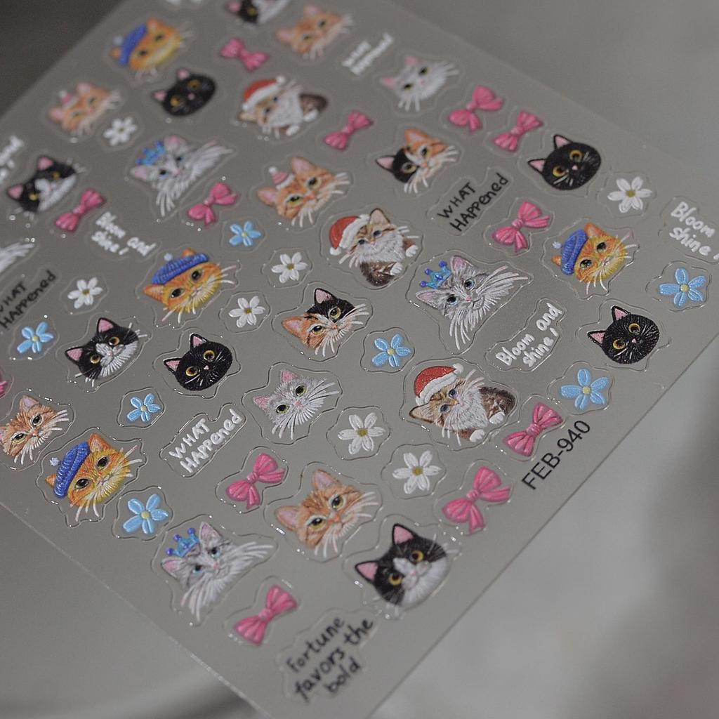 Adorable Kitten Nail Art & Decorative Stickers for Phones, iPads, and Stationery