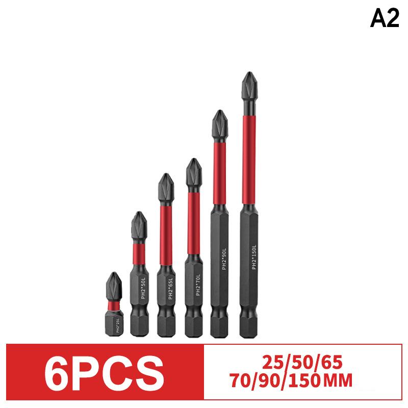5/6Pcs Ph2 Anti-Slip Screwdriver Bit Set High Magnetic Screwdriver Bit Electric Drill Screwdriver Bit Anti-Slip 25Mm-150Mm