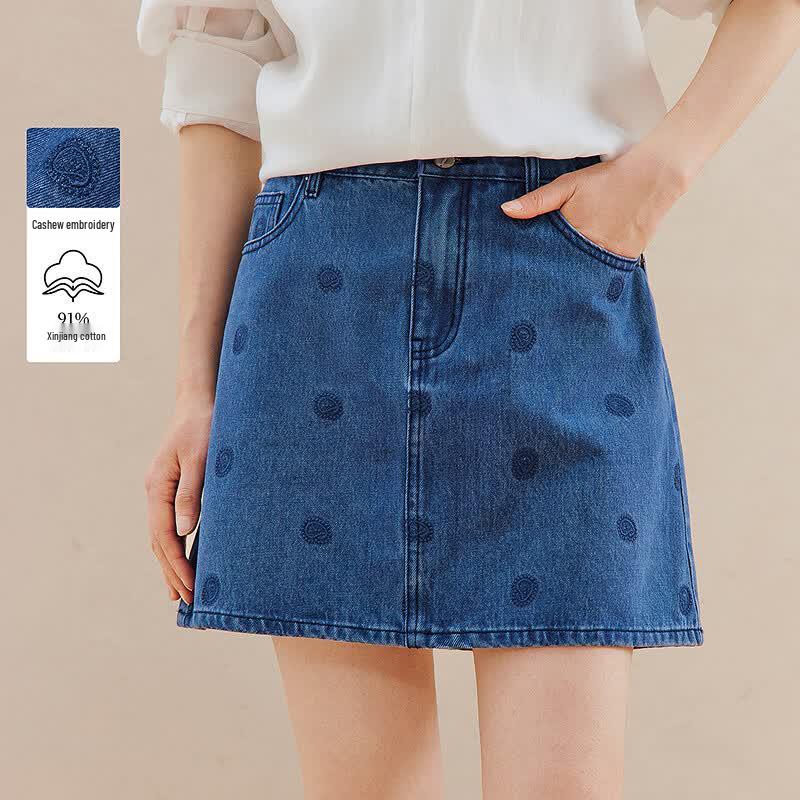Inman Women s Paisley Embroidered Denim Mini Skirt XL
