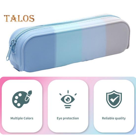 Silicone Pencil Case Gradient Color Pencil Bag Zipper Closure Lightweight Pencil Pouch Stationery Organizer