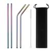 Mixing Color Reusable Metal Drinking Straws 304 Stainless Steel Straw Set with Cleaner Brush Bar Drinkware Party Accessory