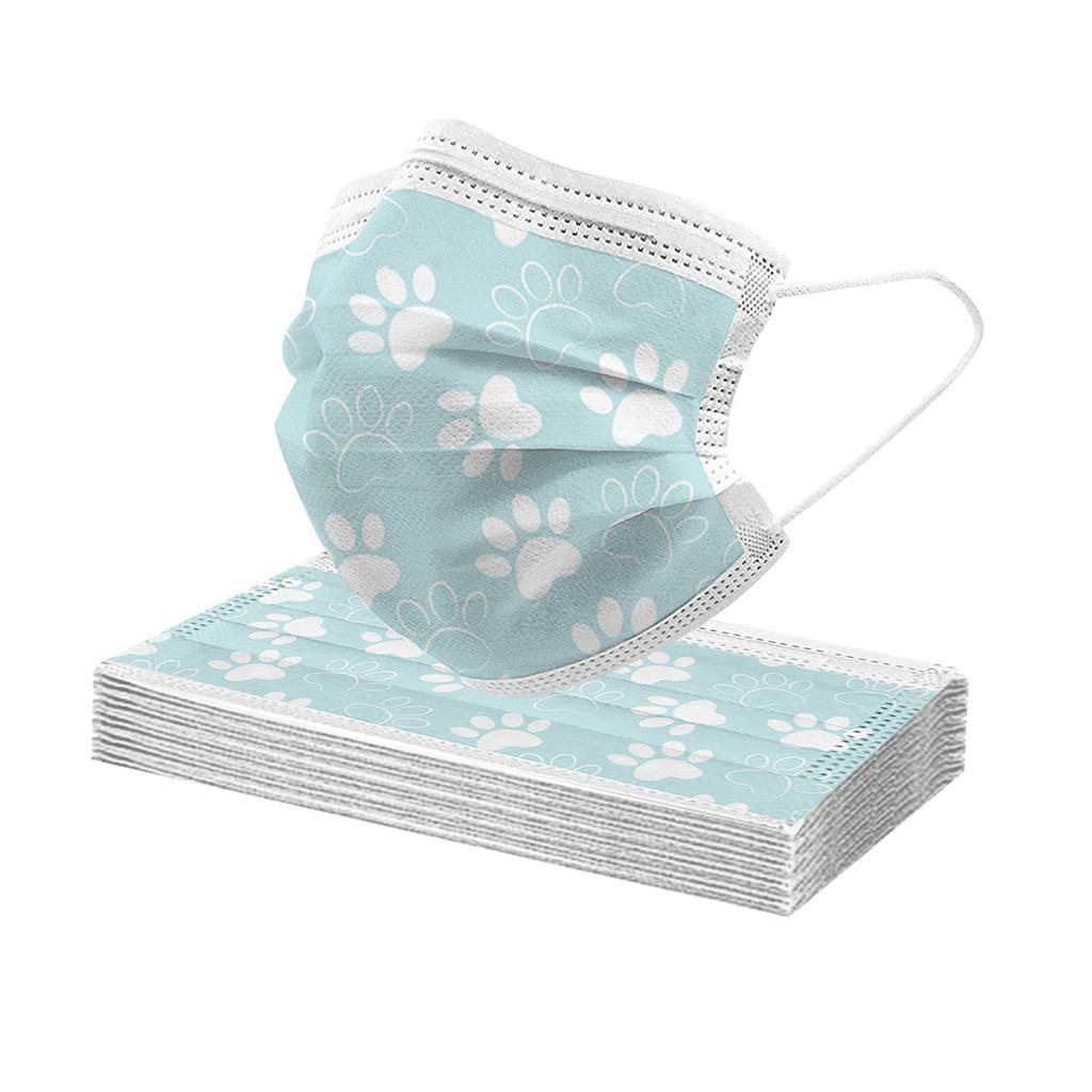 10PCS Adults Cute Casual Prints Breathable 3 -Layer Disposable Mask