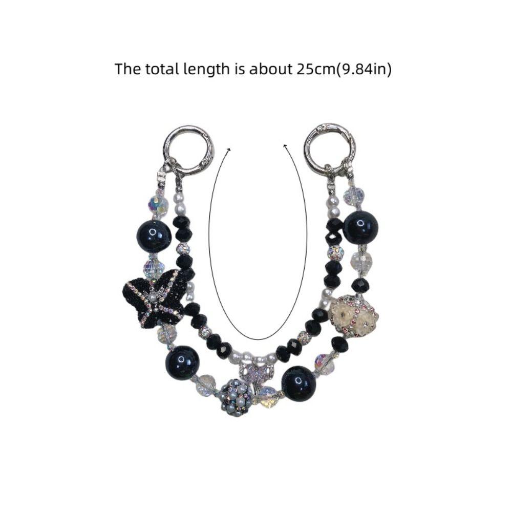 Pearl Rhinestone Phone Chain Granulated Sugar Blingbling Keychain  Backpack Accessory