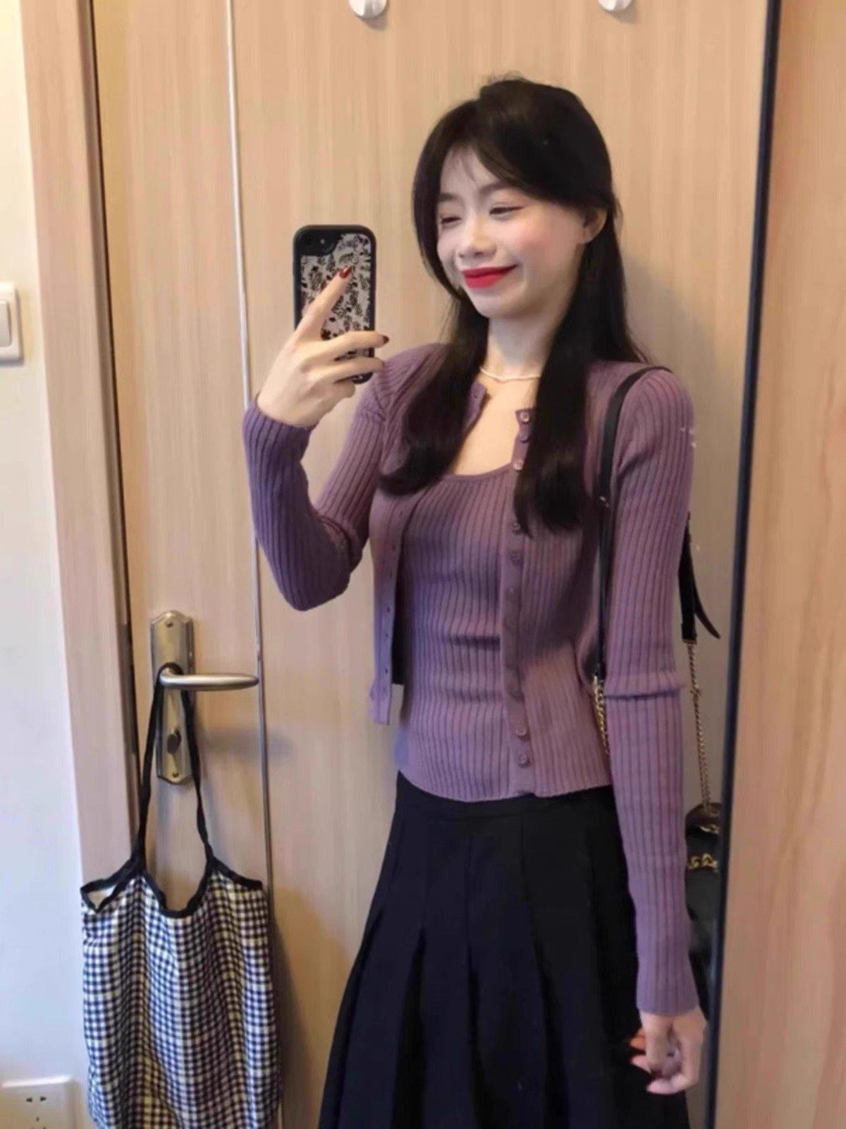 

Korean-Style Knit Camisole Cardigan Set: Sweet & Spicy Slim Fit for Spring 2026 S for 70-95 jin