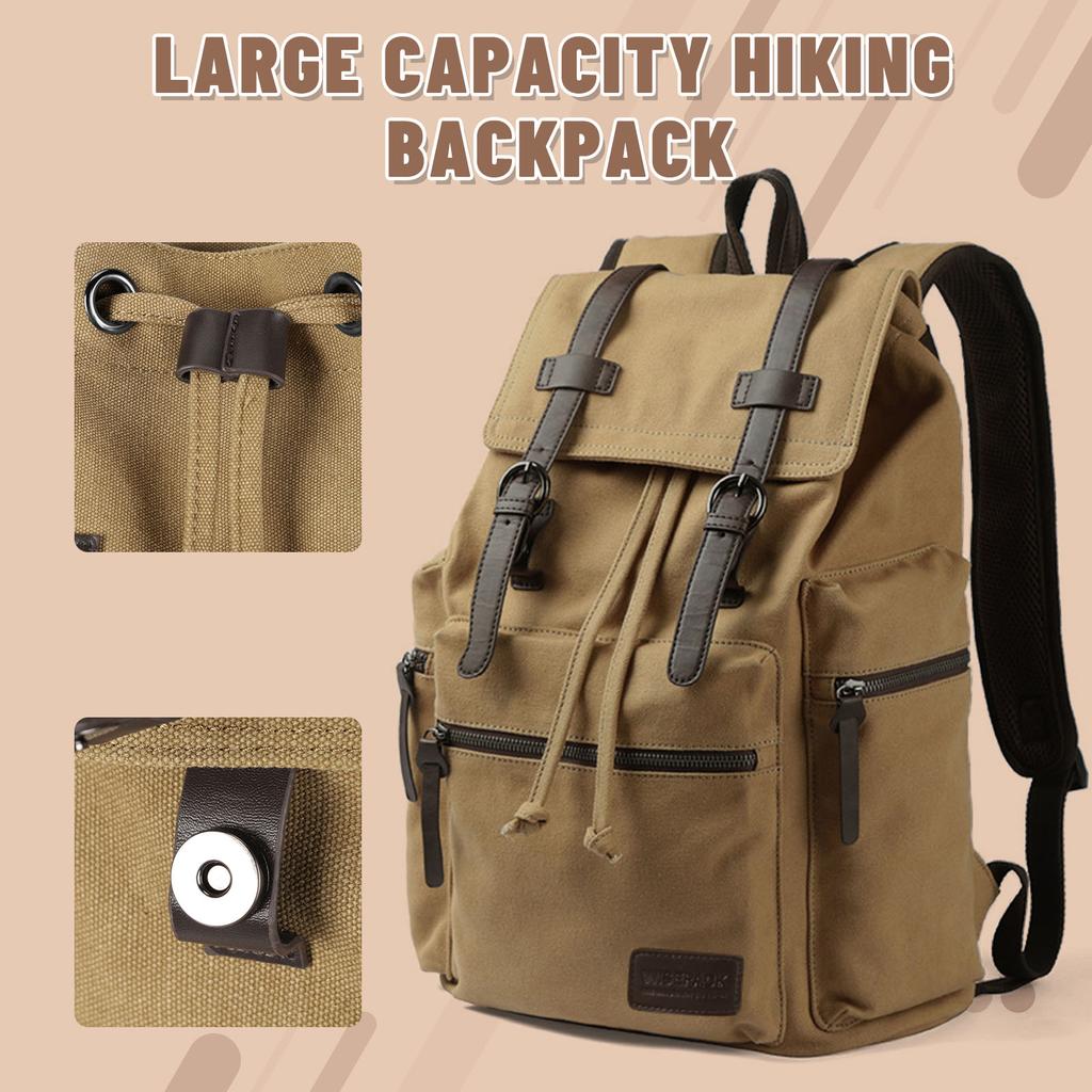 Large Vintage Canvas Backpack,14 Inch Work Laptop Bags College Shoulder Bag, Hiking Travel Backpack for Men Schoolbag Bags