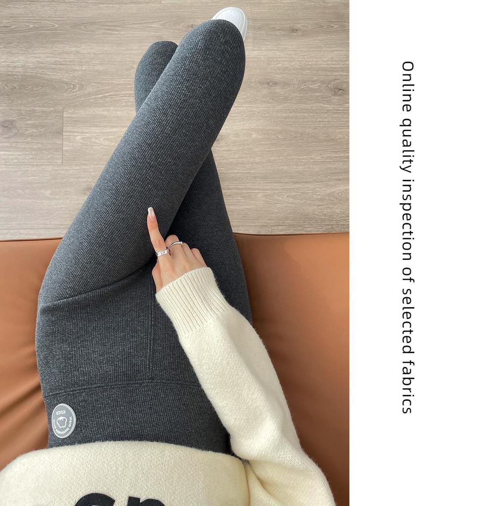 Women's High-Waist Lambswool & Cotton Leggings - Thick, Warm, Velvet-Lined, Butt-Lifting Autumn Pants