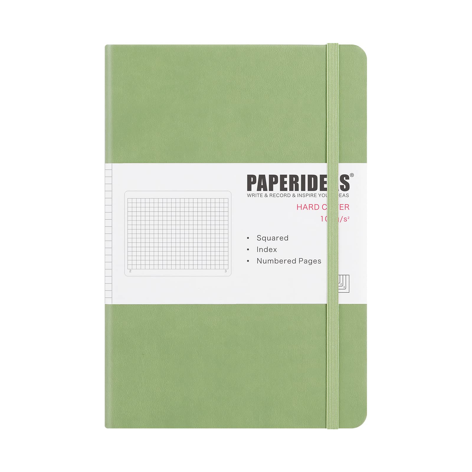 

PAPERIDEAS Hardcover Avocado Notebook, A5, (Grid, Green)