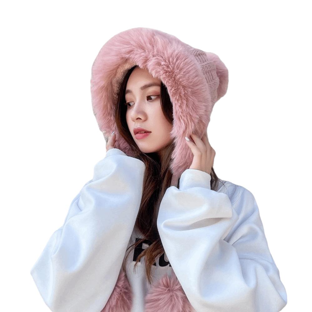 Thickened Beanies Cap Coldproof Ear Protection Hat Fashion Knitted Plush Hat  for Women Girls