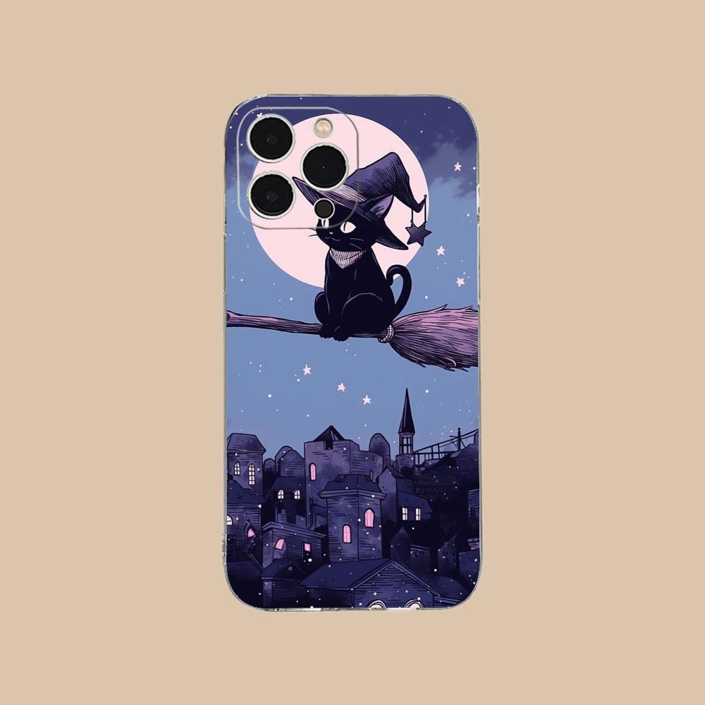 

Luna Moon Cat Mobile Phone Case for iPhone 17 16 15 14 13 12 11 X XR XS Air Pro Max Plus Mini Clear Colorful Cover Luxury Pretty iPhone XS Max