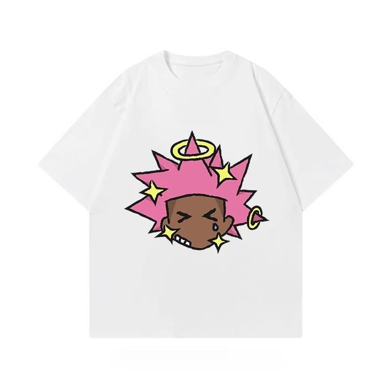 Summer 2025 Trendy Hip-hop Print T-shirts Loose and Casual Short-sleeved Cotton Couple Tops for Men and Women