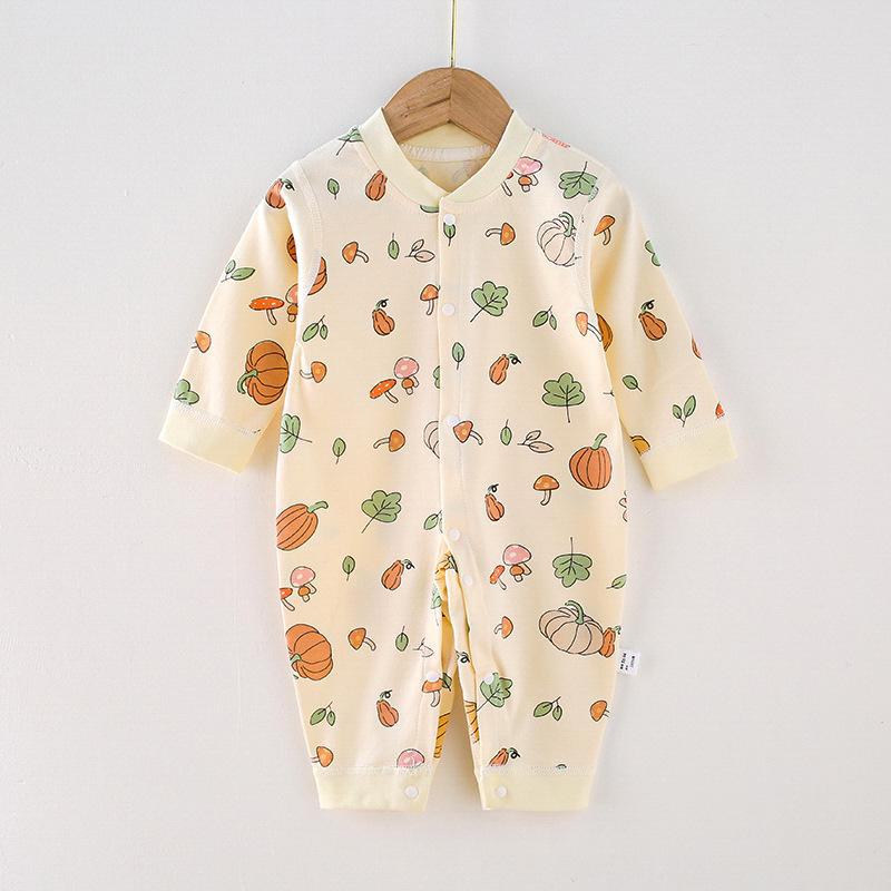 Combed Cotton Long-Sleeved Baby Romper for Newborns - Spring & Autumn