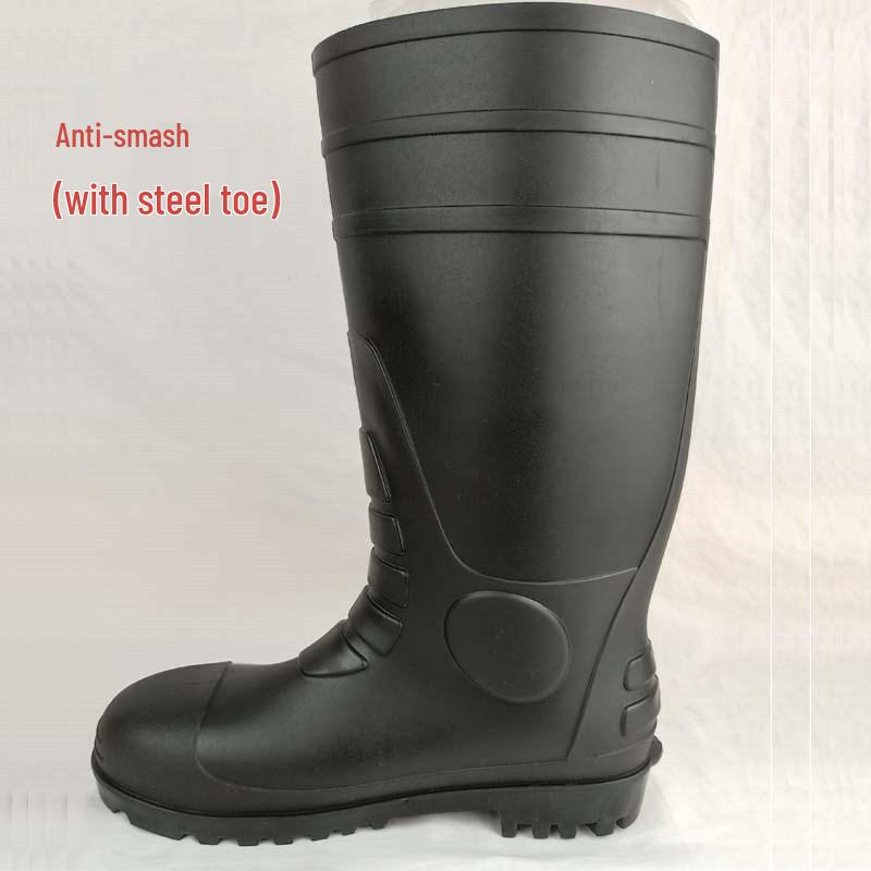 PVC Steel Toe High-Top Safety Boots: Anti-Smash, Anti-Puncture, Non-Slip, Comfortable for Long Hours. Suitable for Work and Rain.